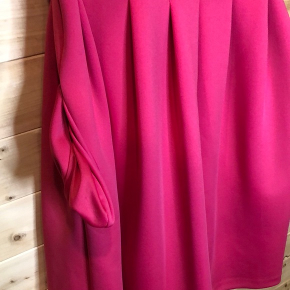 Calvin Klein || NWT || Pink Hibiscus Fit & Flare Soft Pleated Mini Dress - Picture 6 of 10